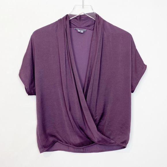 Vince Silk Drape Front Blouse Purple XXS